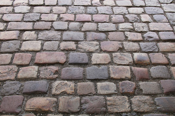 The texture of the street stone and cobblestone