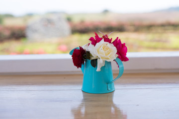 Colorful roses in a vase