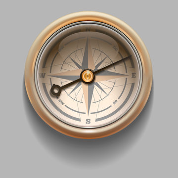Antique retro style compass with windrose. Illustration