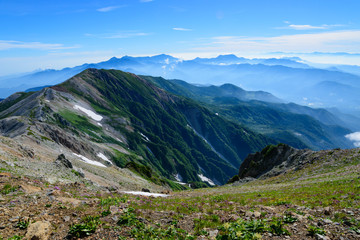 Fototapeta na wymiar 長野　北アルプス　白馬岳から眺める立山連峰