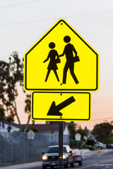 Children Crossing Yellow Warning Sign