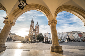 Fototapeta Market square in historic Krakow, Poland obraz