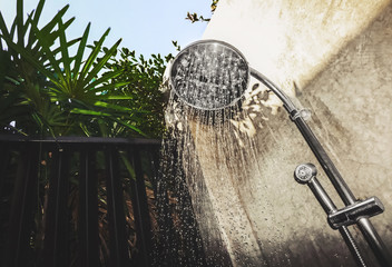 rain shower outdoor bathroom