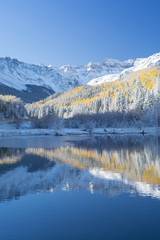 Fototapeta na wymiar mountain winter and autumn reflection