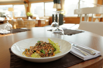Vegan appetizer on restaurant table