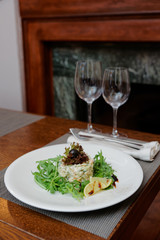 Seafood appetizer with rocket salad