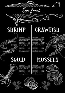 Vector illustration, design for a seafood restaurant menu