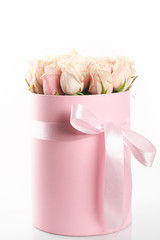 Pink roses in gift box