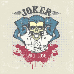 Joker card. Emblem casino.