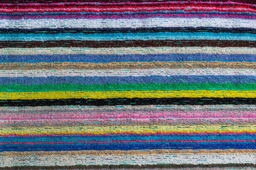 closeup of a colorful striped beach towel