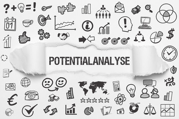 Potentialanalyse / weißes Papier mit Symbole