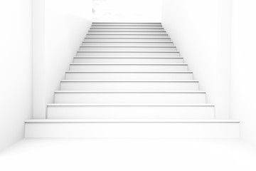 Conceptual whit blank staircase go to light at the end for success concept background