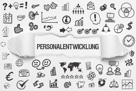 Personalentwicklung / wei&szlig;es Papier mit Symbole