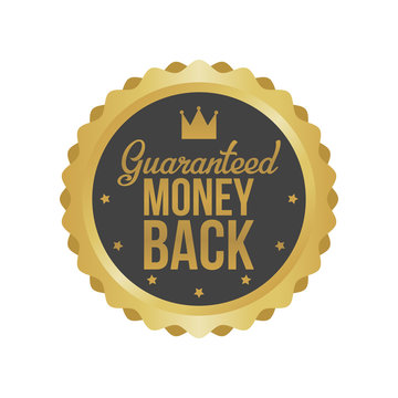Vector Money Back Guarantee Gold Sign, Label