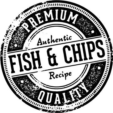 Vintage Fish and Chips Menu Design Stamp