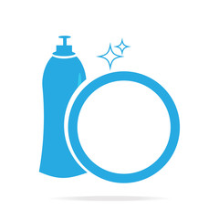 Dish washing icon, cleaning and housework icon sign