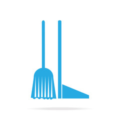 Cleaning icon, Broom and Dustpan