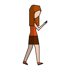 young woman with smartphone avatar character vector illustration design