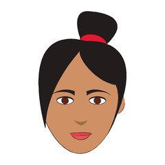 woman face cartoon icon over white background. colorful design. vector illustration