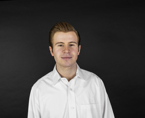 cool looking teenage boy in studio