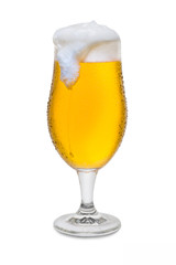 Full Belgium Ale with Condensation, Foam Head, Drip, and Run