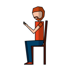 young man with smartphone avatar character vector illustration design