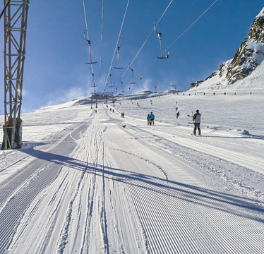 The Rope Tow System Of The Kaprun Ski Resort, Austria