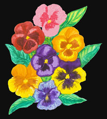 Pansies, watercolour painting