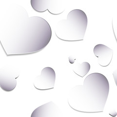 Seamless pattern with Silver or gray paper hearts