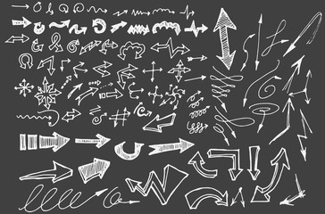 arrows doodle set on blackboard