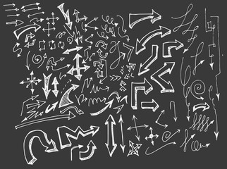 arrows doodle set on blackboard