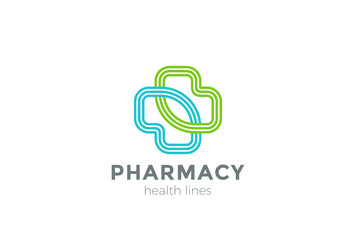 Pharmacy Logo cross design vector Linear. Clinic Medicine icon