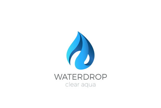 Water drop Logo design. Ribbon Waterdrop icon Aqua droplet idea