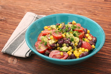 Black bean salad with avocado