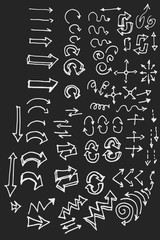 arrows doodle set on blackboard