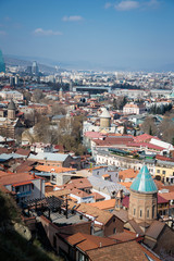 Fototapeta premium top view of a residential district in Tbilisi