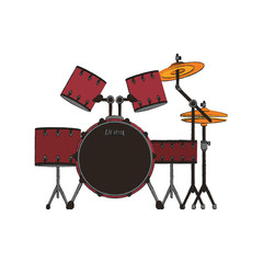 drums set instrument icon over white background. vector illustration