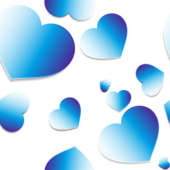 Simple seamless pattern with blue-white hearts