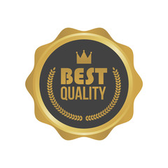 Vector Best Quality Gold Sign, Round Label