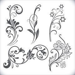 Vintage flower design elements.