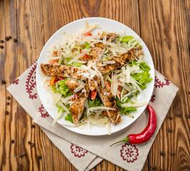 Grilled Chicken Caesar Salad with Cheese and Croutons