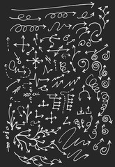 arrows doodle set on blackboard