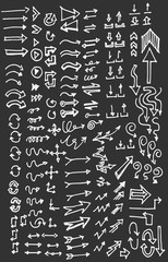 arrows doodle set on blackboard