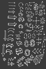 arrows doodle set on blackboard