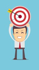 successful businessman aiming target with arrow