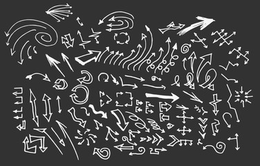 arrows doodle set on blackboard
