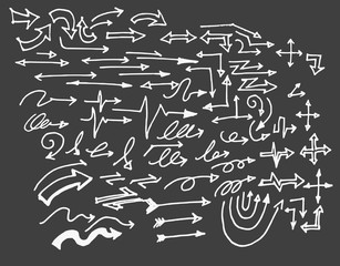 arrows doodle set on blackboard