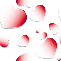 Romantic seamless pattern with red hearts