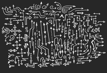 arrows doodle set on blackboard