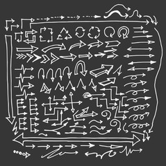 arrows doodle set on blackboard